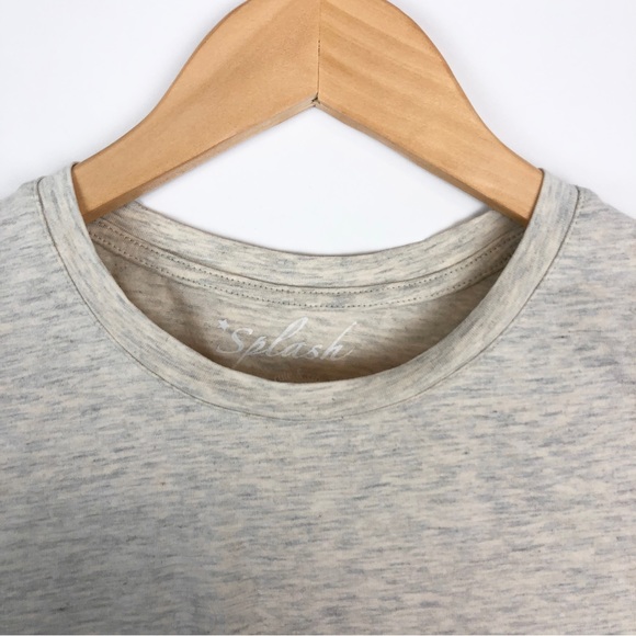 Splash Stretchy Baby Tee Heathered Beige Cropped Short Sleeve Tee - Picture 3 of 7